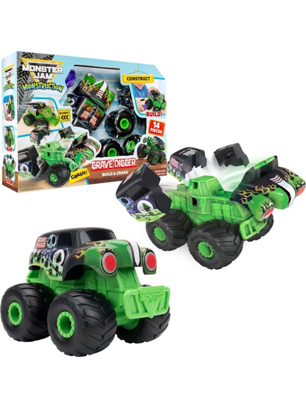 Build & Crash 8-Inch Monster Truck Toy Set - 14 Pieces with Screwdriver, Fun for